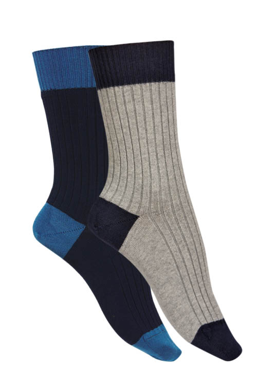 Chaussettes sans élastique fil d'écosse Bicolores