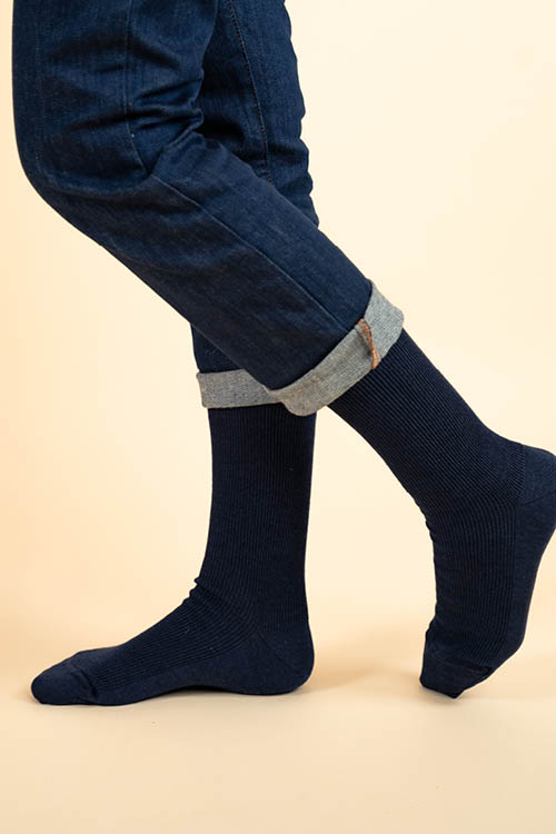 Chaussettes sans élastique laine mérinos et soie santé 