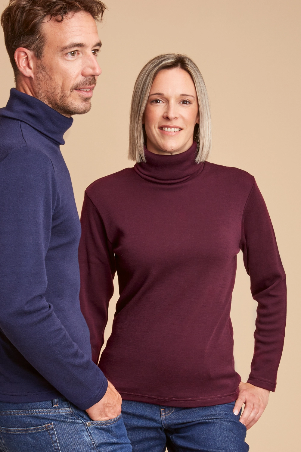 Col roulé en laine mérinos pour femme