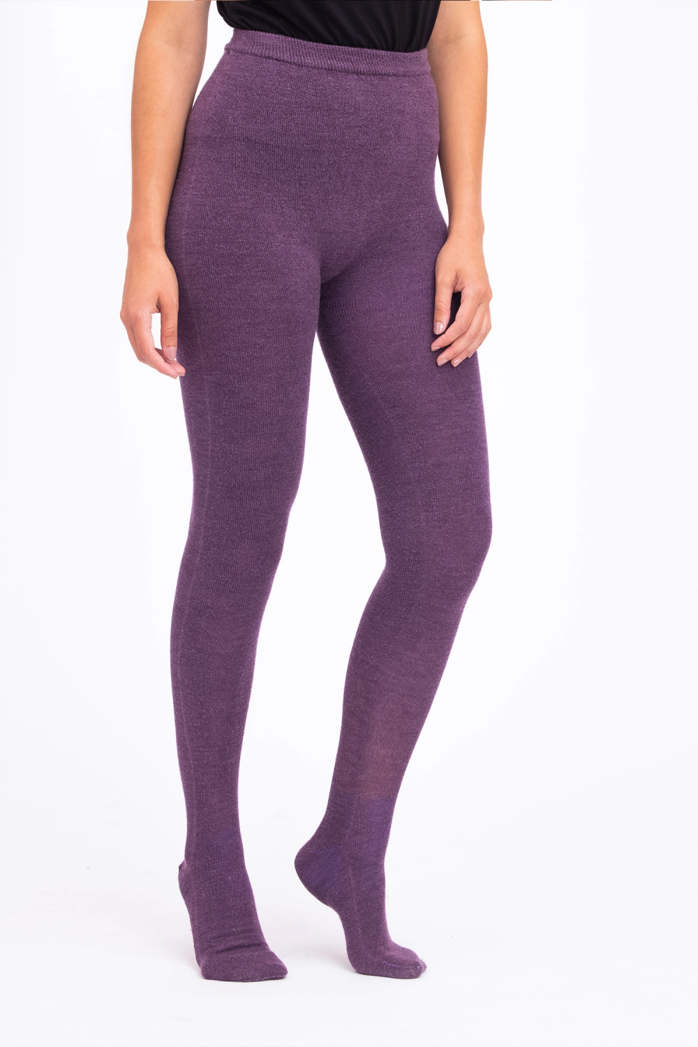 Collants en laine mérinos et soie femme pensée