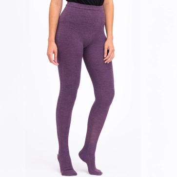 Collants en laine mérinos et soie femme pensée