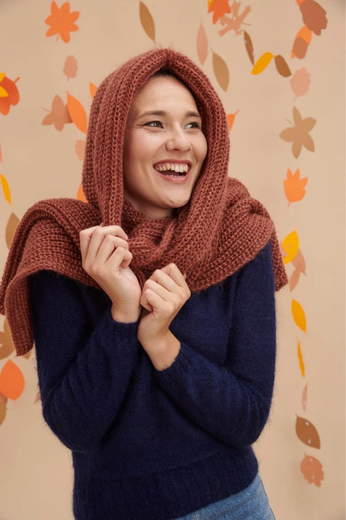 Écharpe capuche en laine pour femme