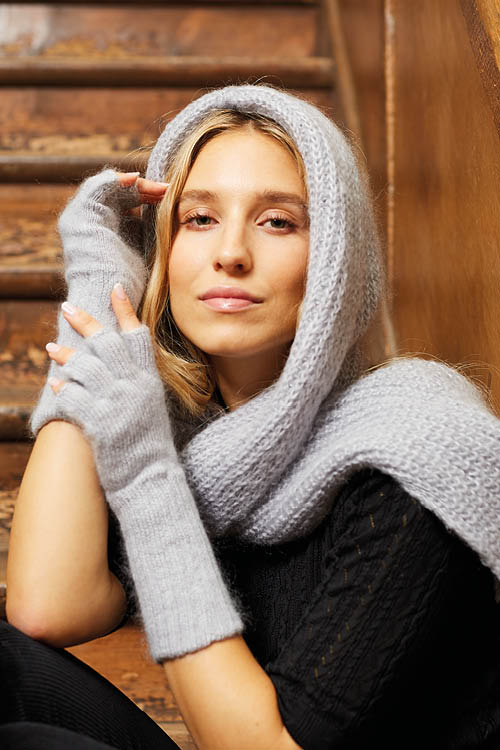 Écharpe capuche en laine pour femme
