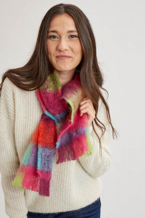 Écharpe laine mohair et soie femme écossaise