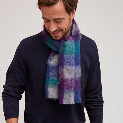 Écharpe laine mohair et soie homme écossaise
