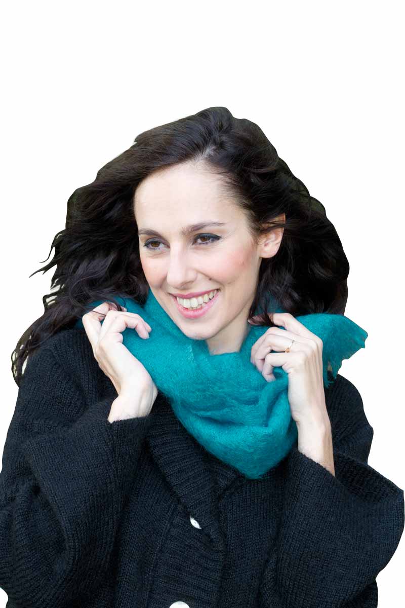 Grande echarpe laine mohair et soie unie