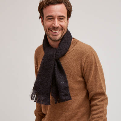 Écharpe laine mohair et soie homme unie