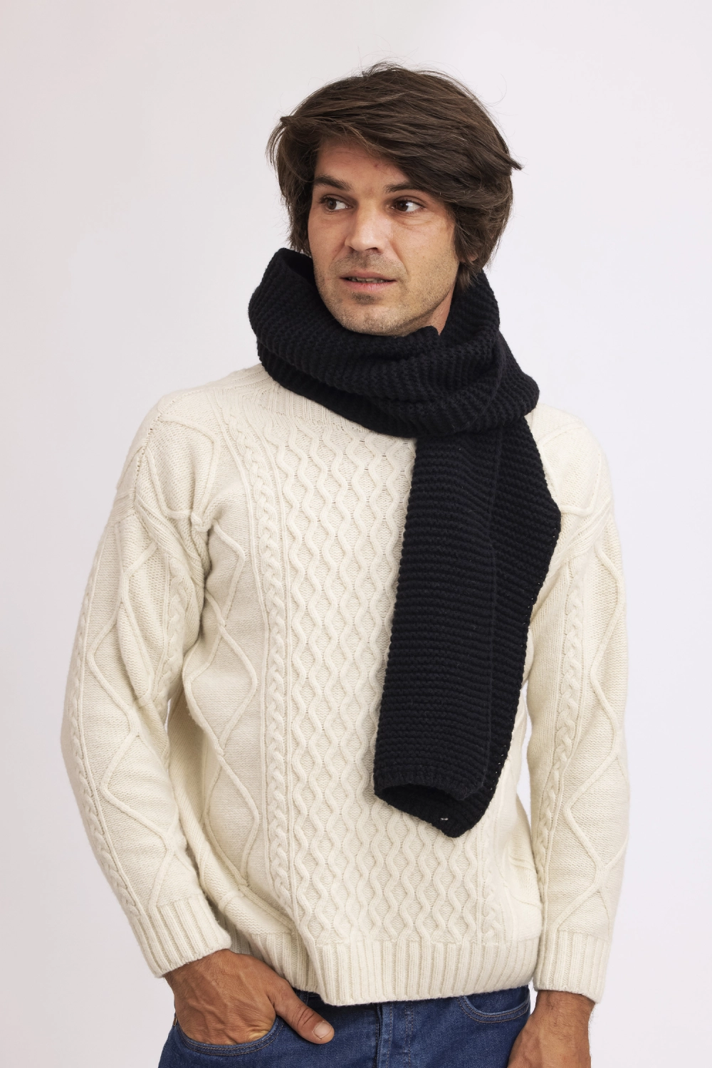 Echarpe laine recyclee homme bobaimee 1