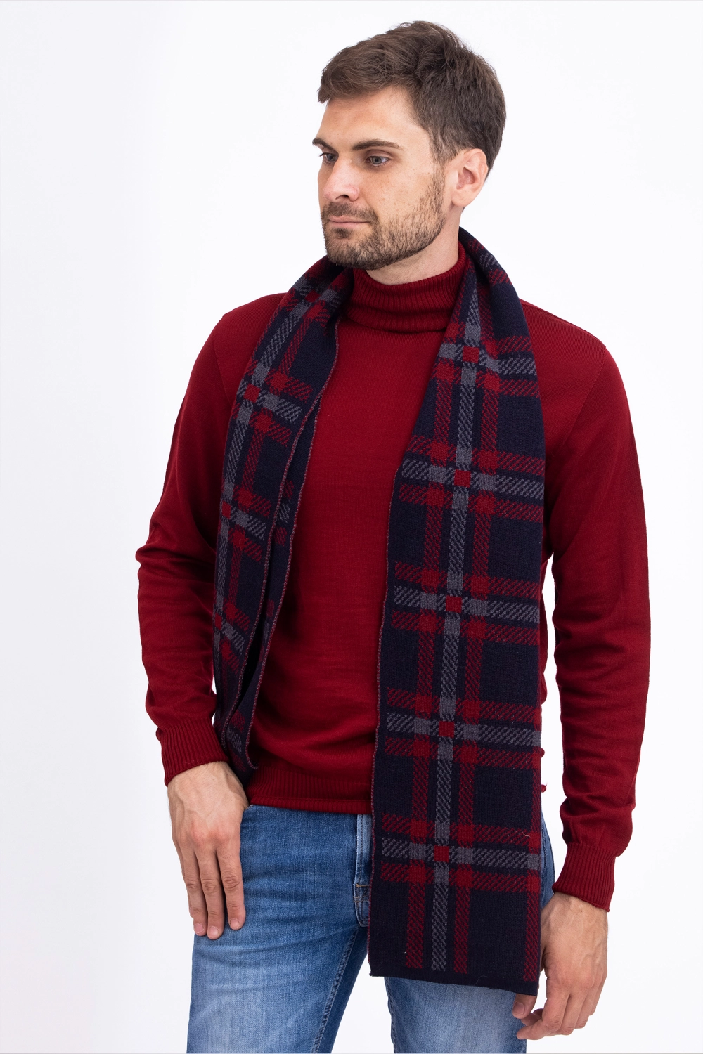 Grande écharpe en laine mérinos jacquard pour homme
