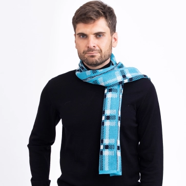 Grande &eacute;charpe en laine m&eacute;rinos jacquard pour homme