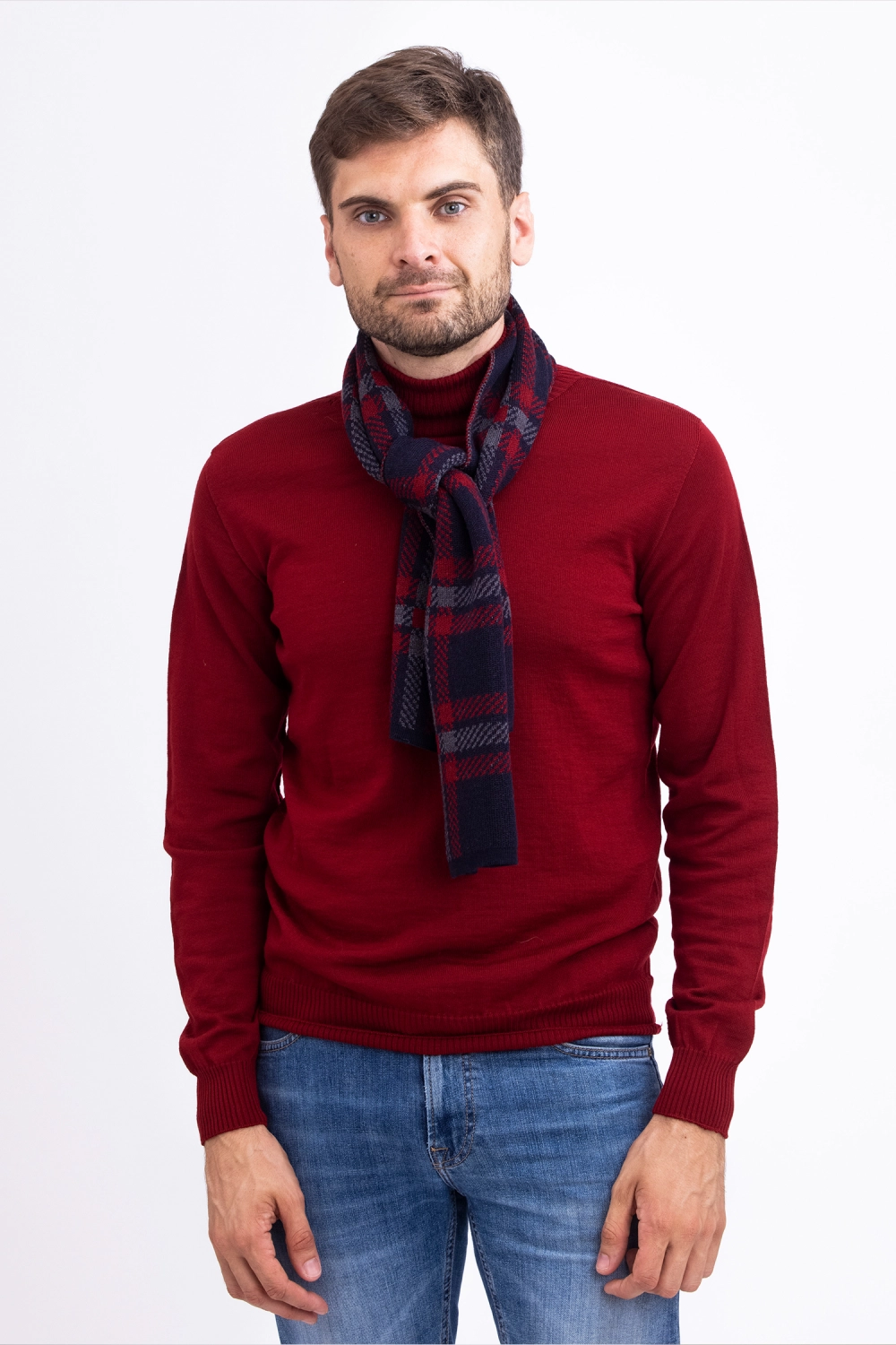 Écharpe en laine mérinos jacquard pour homme
