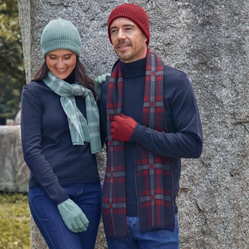 Grande écharpe en laine mérinos jacquard pour homme