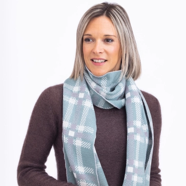 Grande &eacute;charpe en laine m&eacute;rinos jacquard pour femme