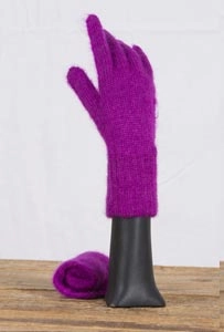 Gants duvet de mohair et soie mixtes