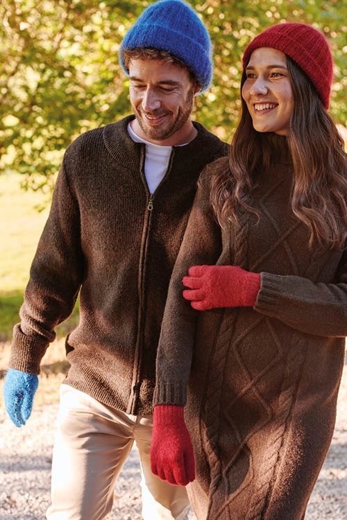 Gants mohair et soie mixtes