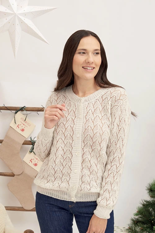 Gilet laine mohair ajouré femme