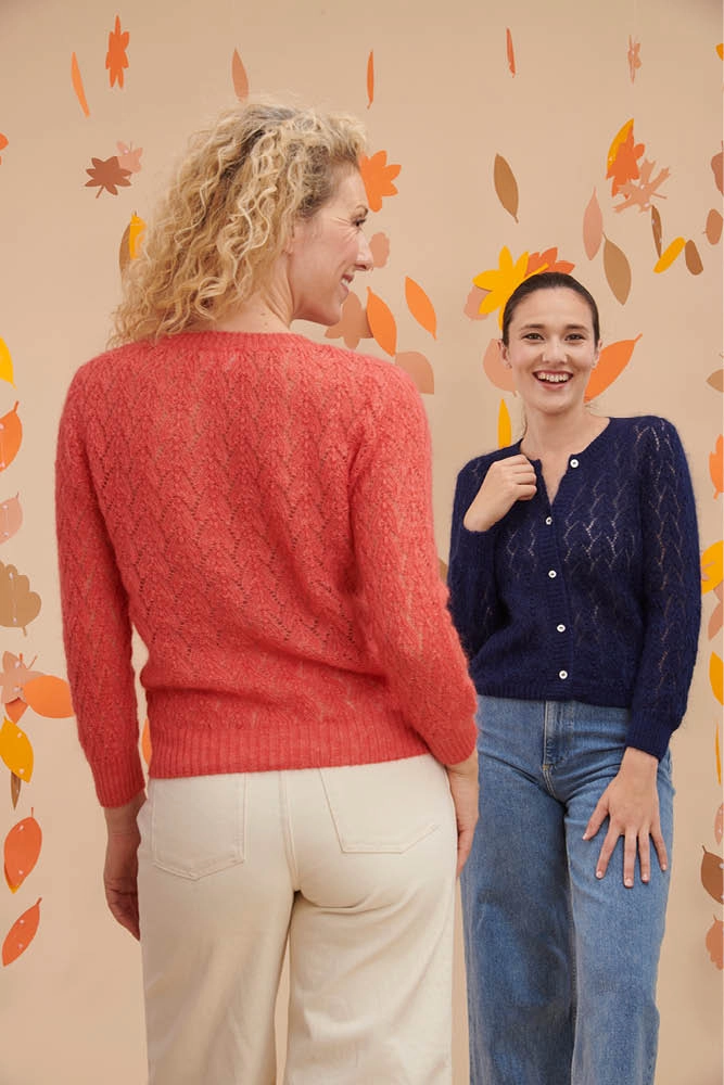 Gilet en laine mohair ajouré pour femme 