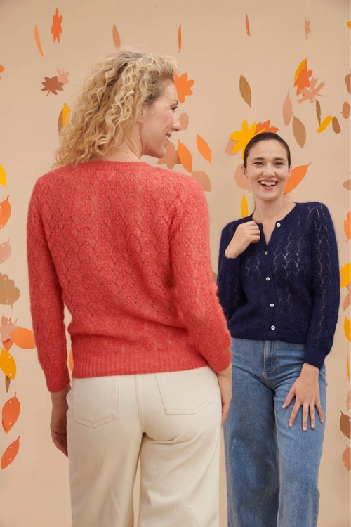 Gilet en laine mohair ajouré pour femme 