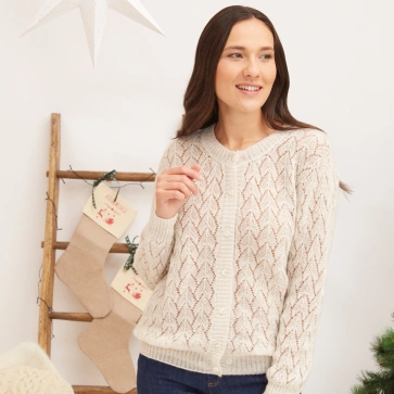 Gilet laine mohair ajouré femme