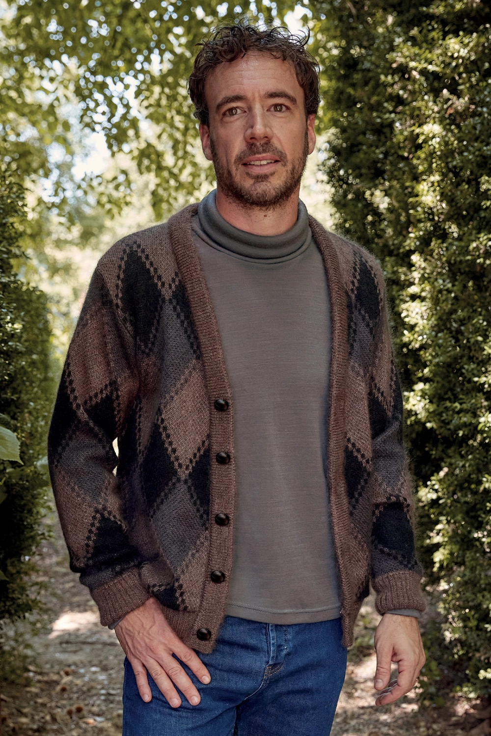 Gilet en laine mohair jacquard pour homme