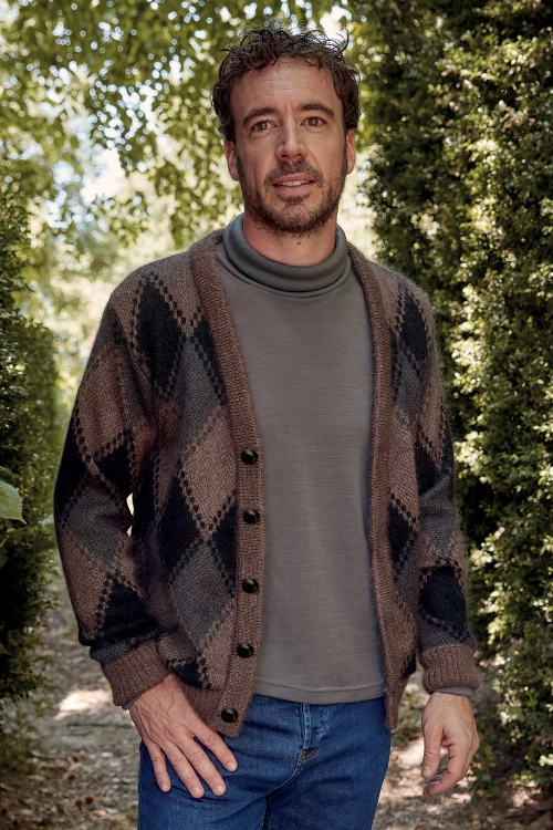 Gilet en laine mohair jacquard pour homme