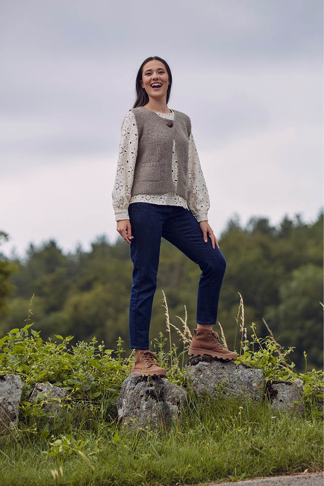 Gilet en laine mérinos d'Arles sans manches pour femme