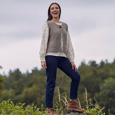 Gilet en laine mérinos d'Arles sans manches pour femme