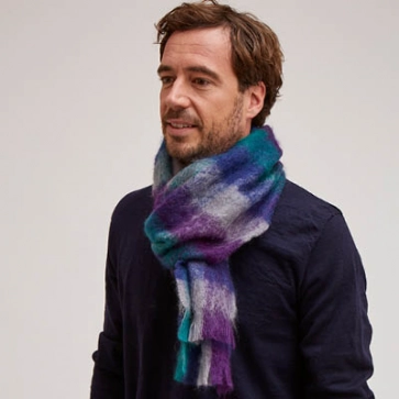 Grande écharpe laine mohair écossaise pour homme