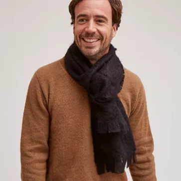 Grande écharpe laine mohair unie pour homme
