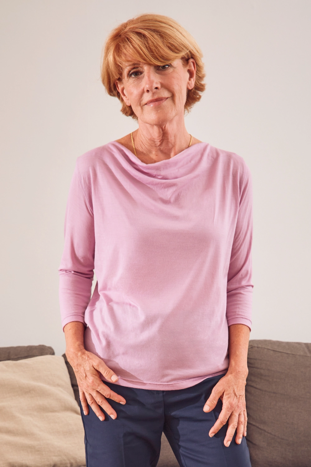 T-shirt en laine mérinos manches 3/4 pour femme
