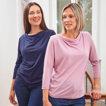 T-shirt en laine m&eacute;rinos manches 3/4 pour femme