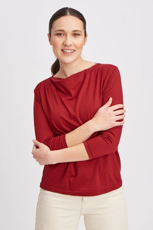  T-shirt en laine mérinos manches 3/4 pour femme