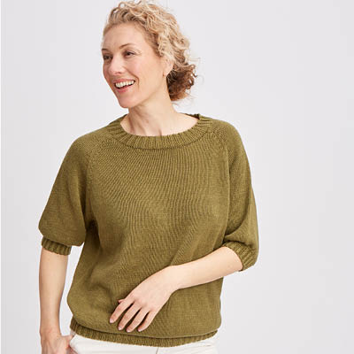 Pull manches 3/4 lin et coton bio/seacell pour femme 