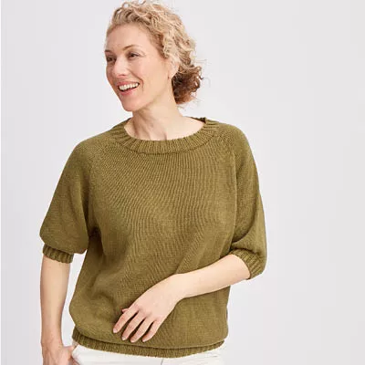 Pull manches 3/4 lin et coton bio/seacell pour femme
