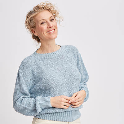 Pull manches longues lin et coton bio/seacell pour femme