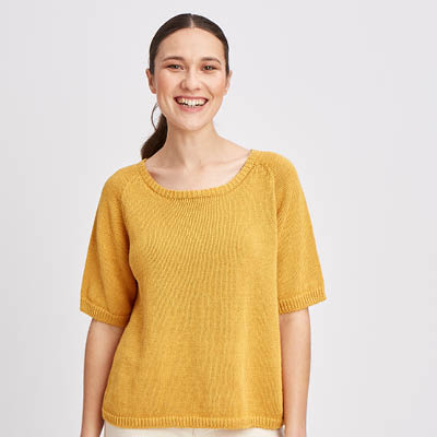 Pull manches courtes lin et coton bio/seacell pour femme 