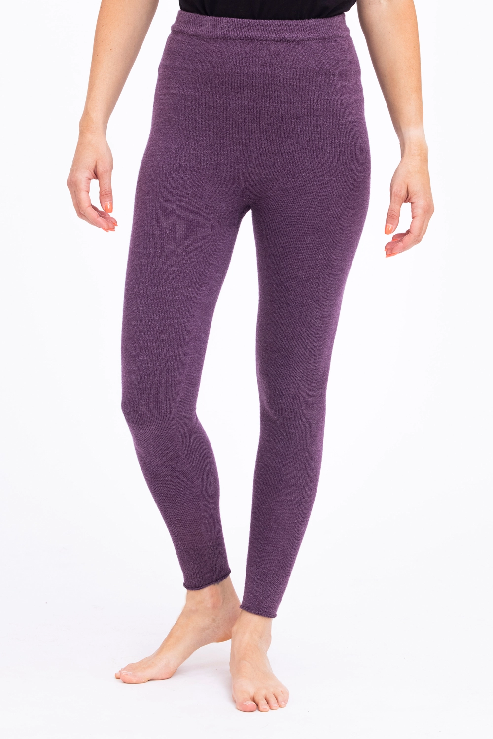 Leggings en laine mérinos et soie femme pensée