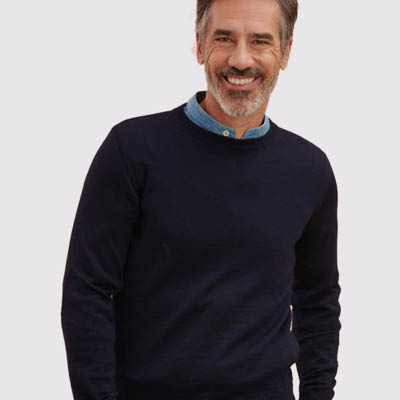 Pull en laine mérinos homme col rond