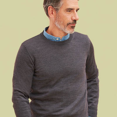 Pull en laine mérinos homme col rond