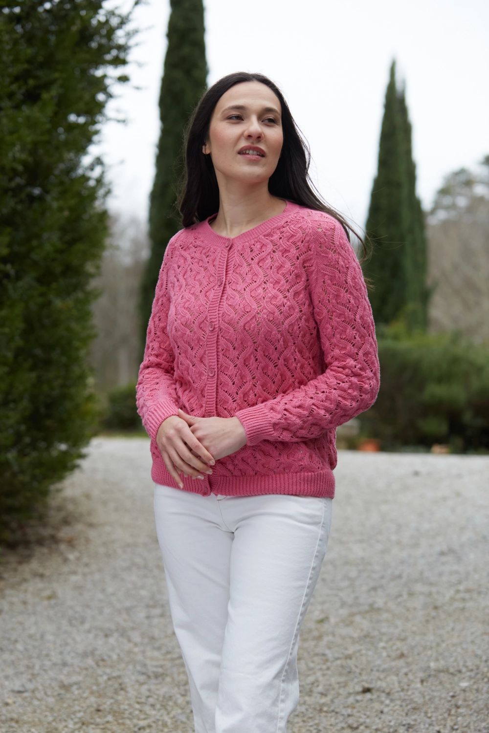 Gilet en coton bio et chanvre ajouré pour femme