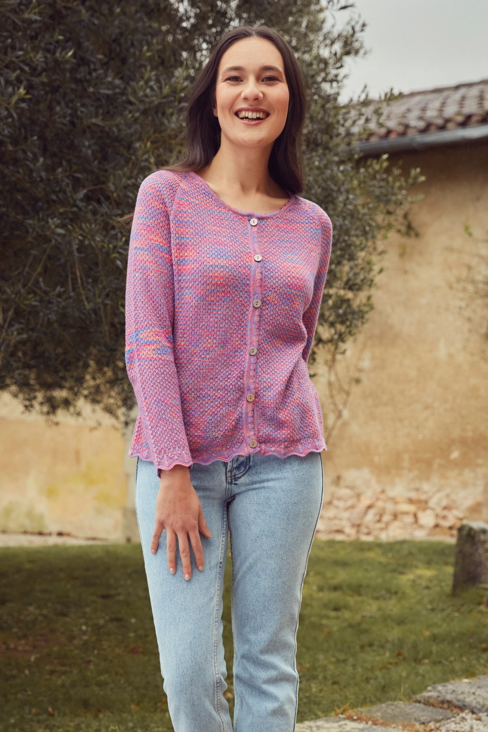 Gilet en coton bio dentelle