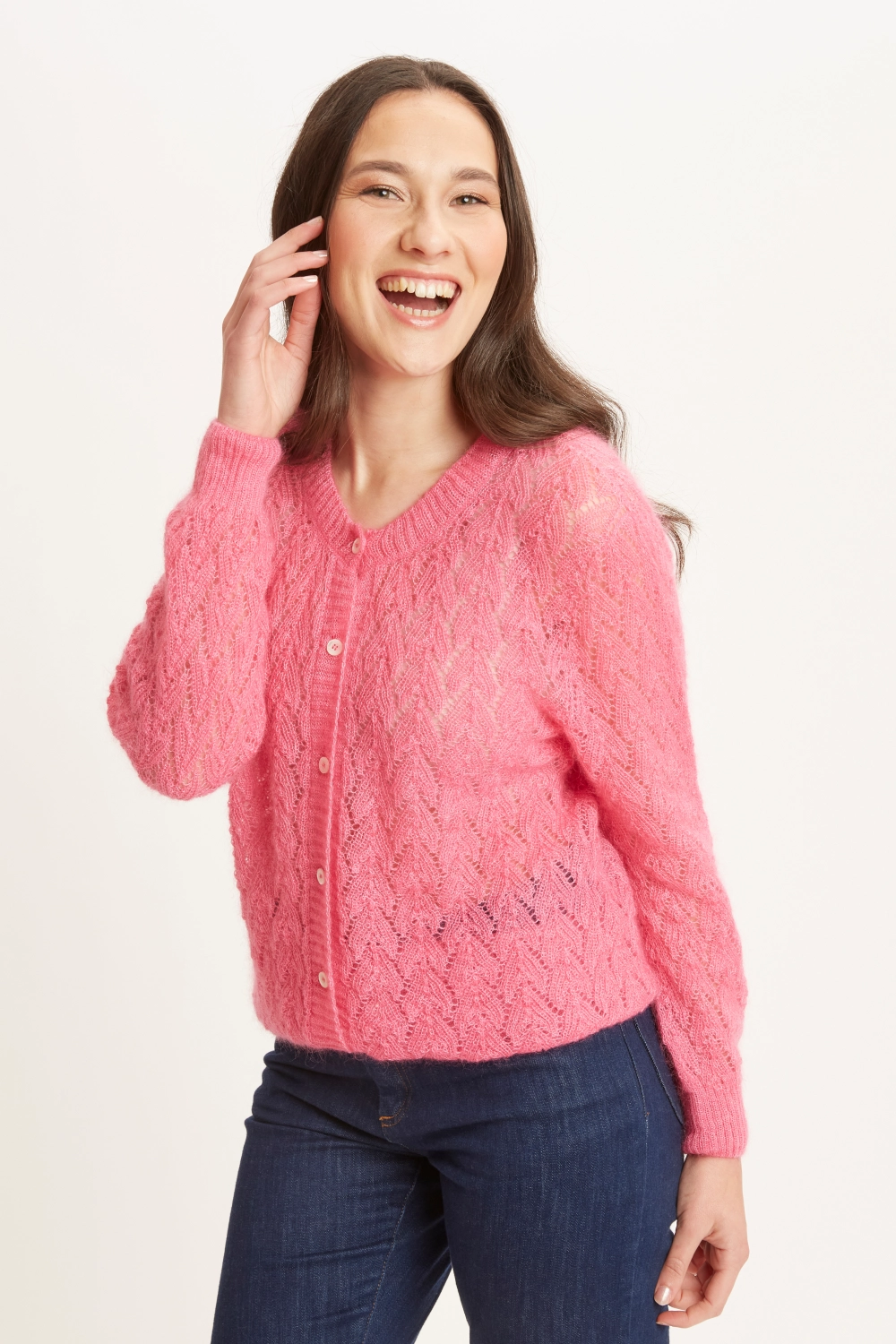 Gilet laine mohair ajouré femme