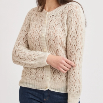 Gilet laine mohair ajour&eacute; femme