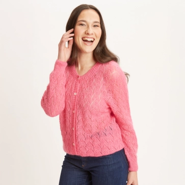 Gilet laine mohair ajouré femme