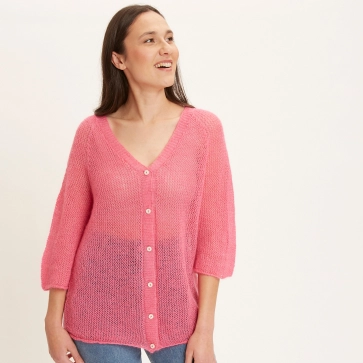 Gilet en laine mohair et soie r&eacute;sille femme