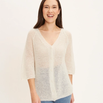 Gilet en laine mohair et soie r&eacute;sille femme