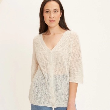 Gilet en laine mohair et soie résille femme