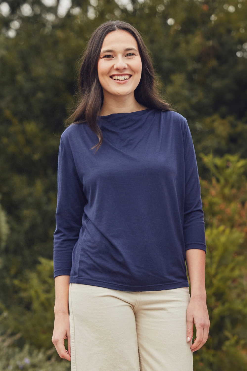 T-shirt en laine mérinos manches 3/4 pour femme