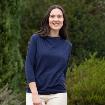 T-shirt en laine mérinos manches 3/4 pour femme
