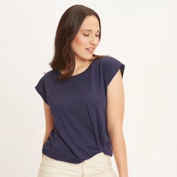 Haut manches courtes en laine m&eacute;rinos fin pour femme